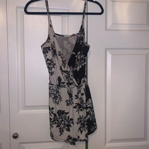 Black and white tropical romper